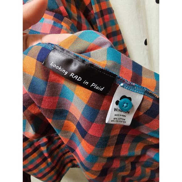 Men's Winston colorful plaid long sleeve button down dress shirt size 2XLT - Picture 5 of 10